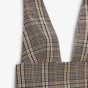 Zara Check Plaid Pinafore Dress M Nwt 